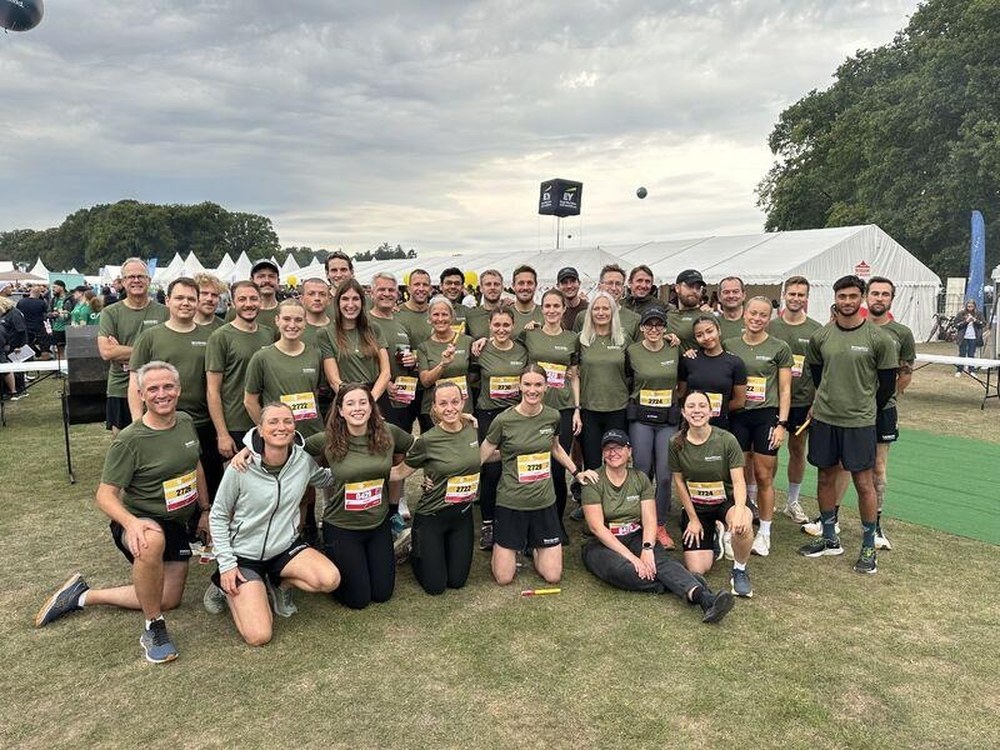 The Ramskov team in matching green race shirts at the DHL relay run